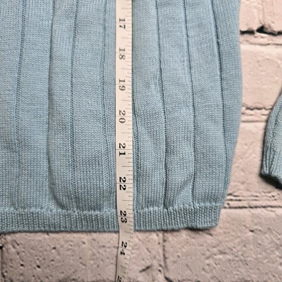 Vintage Talbots Deadstock 100% Italian Merino Wool Baby Blue Knit Sweater New XL - Picture 8 of 10